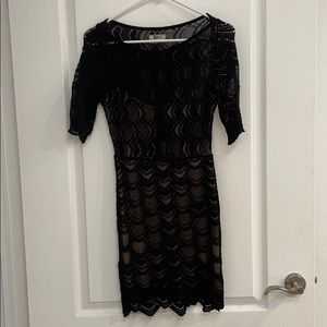 Black/nude lace Nightcap mini dress